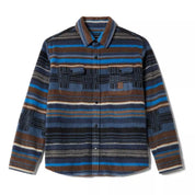 Brixton - Bowery L/S Stretch Flee Mood Indigo Blanket Stripe