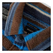 Brixton - Bowery L/S Stretch Flee Mood Indigo Blanket Stripe