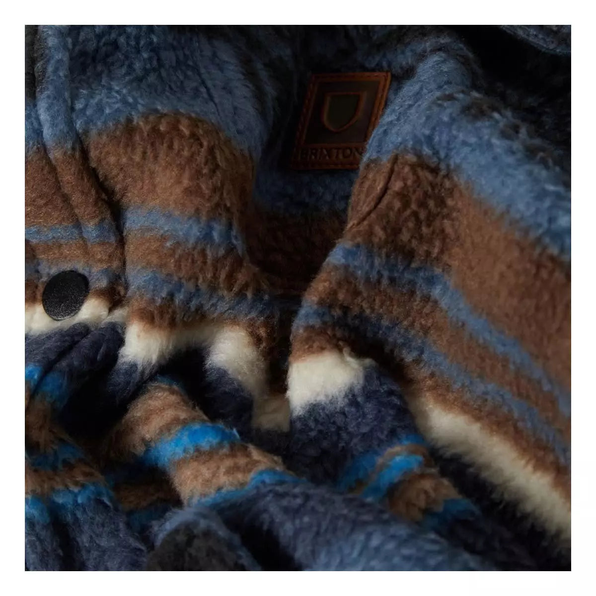 Brixton - Bowery L/S Stretch Flee Mood Indigo Blanket Stripe