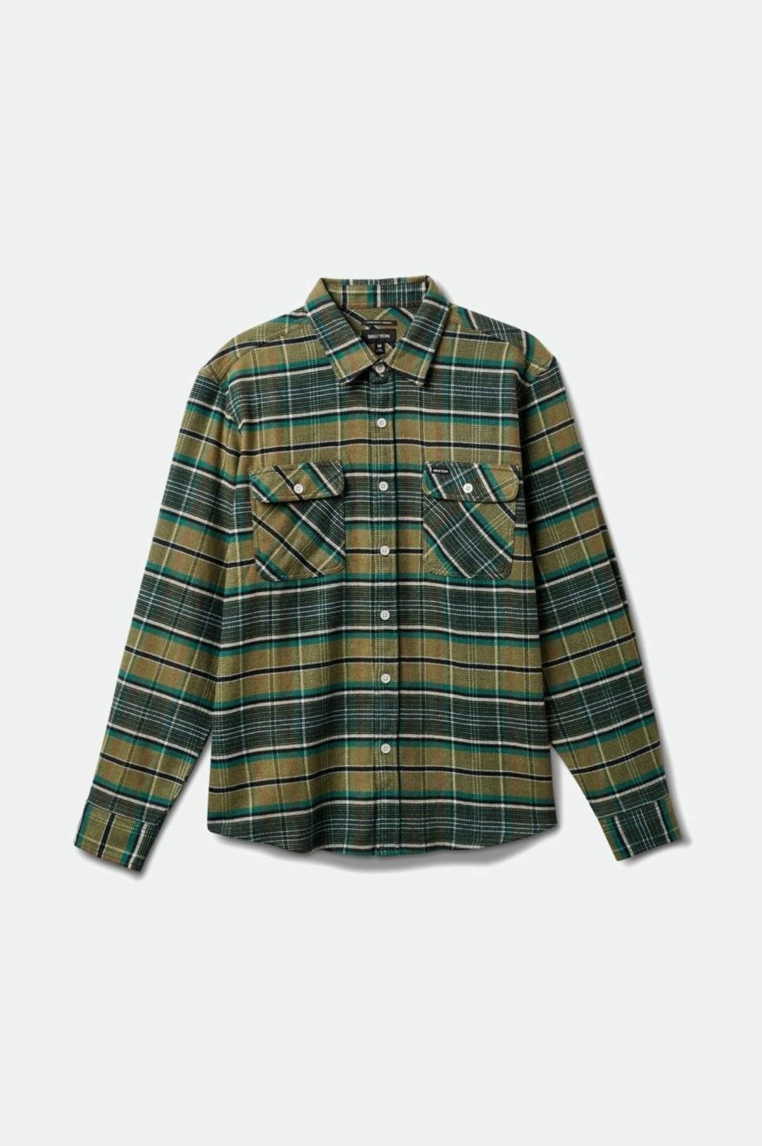 Brixton - Bowery Stretch WR Flannel - Olive Surplus/Black/White