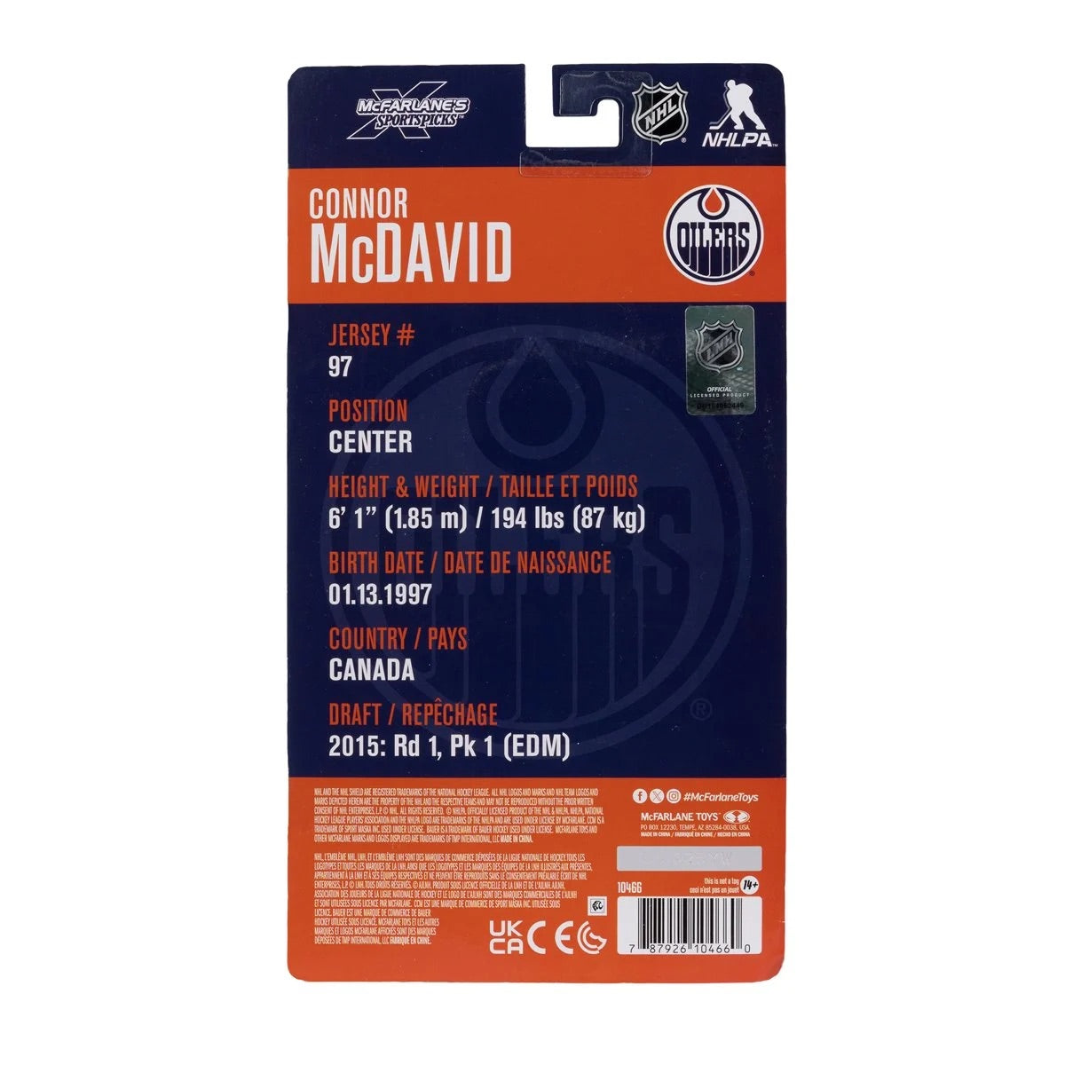 McFarlane - SportsPicks Edmonton Oilers Connor McDavid 6-Inch Scale Articulated Action Figure