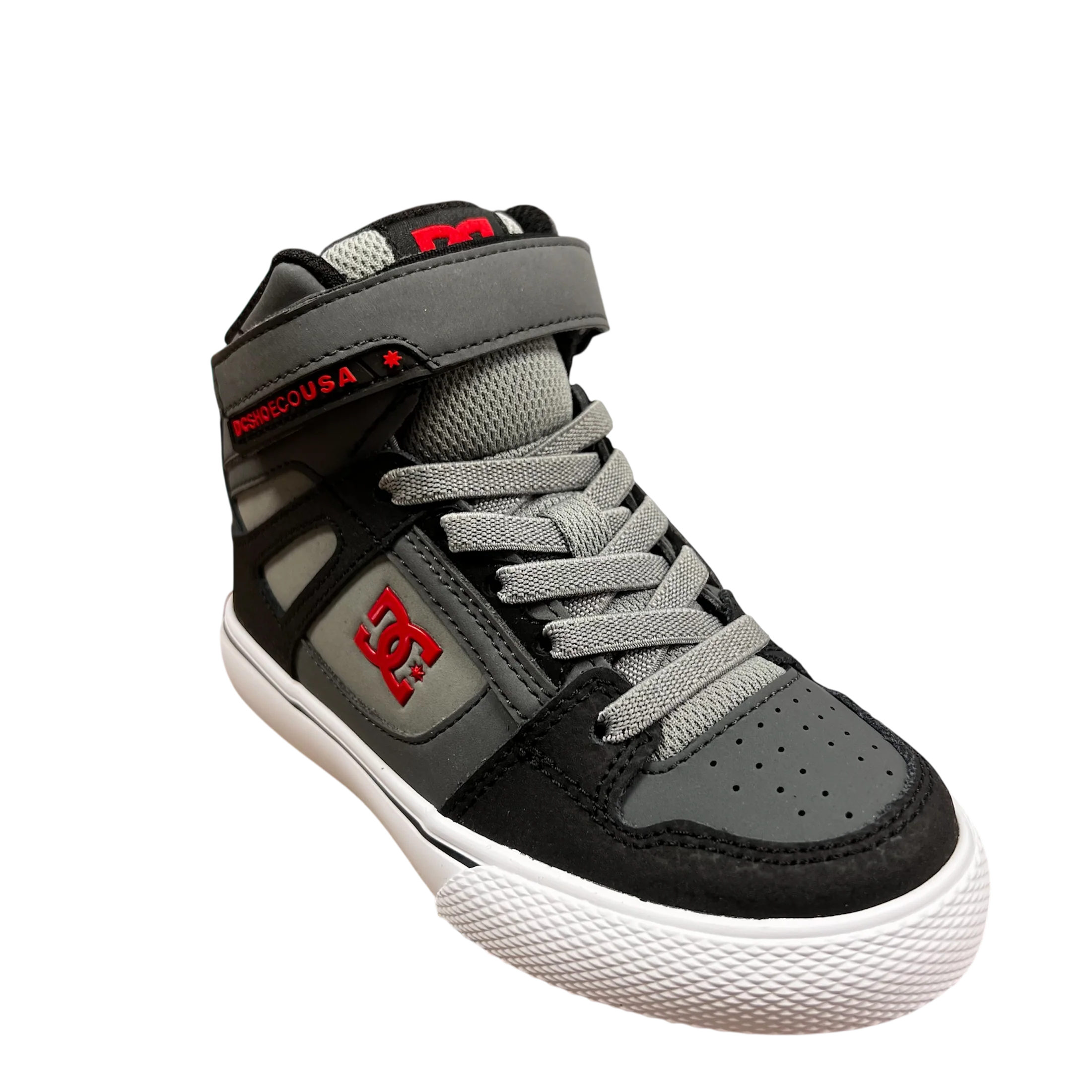 DC - Youth Pure Hi Top Ev Grey/Black/Red
