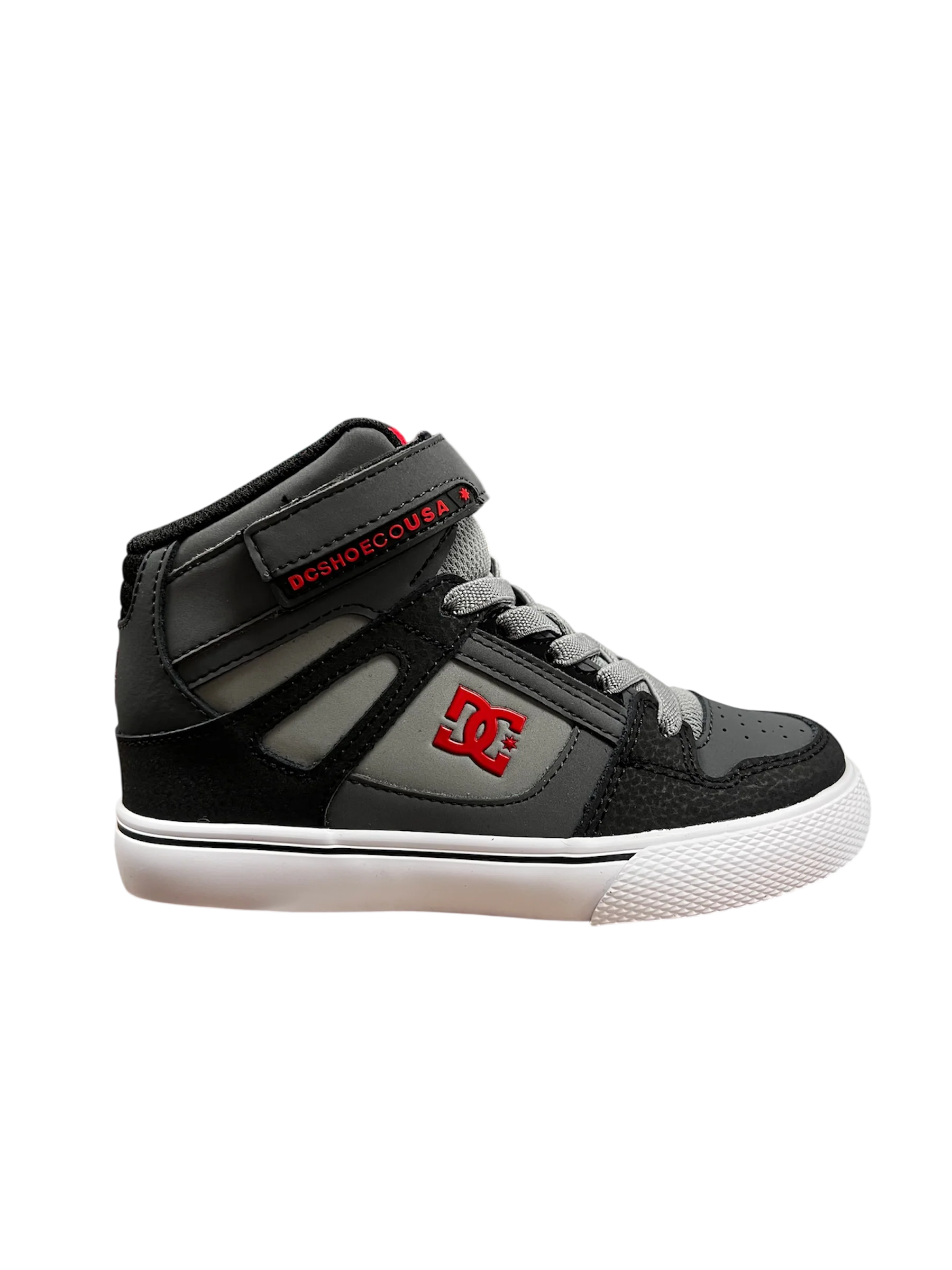 DC - Youth Pure Hi Top Ev Grey/Black/Red
