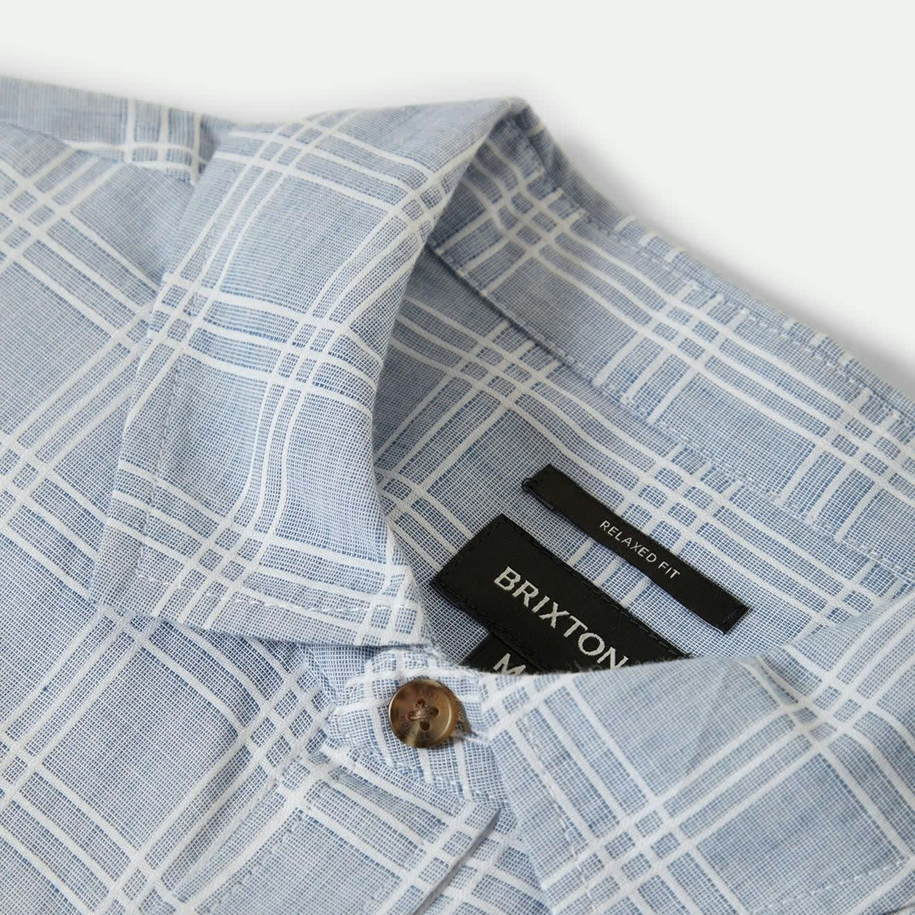 Brixton - Cru Oxford Plaid S/S Woven Blue/White