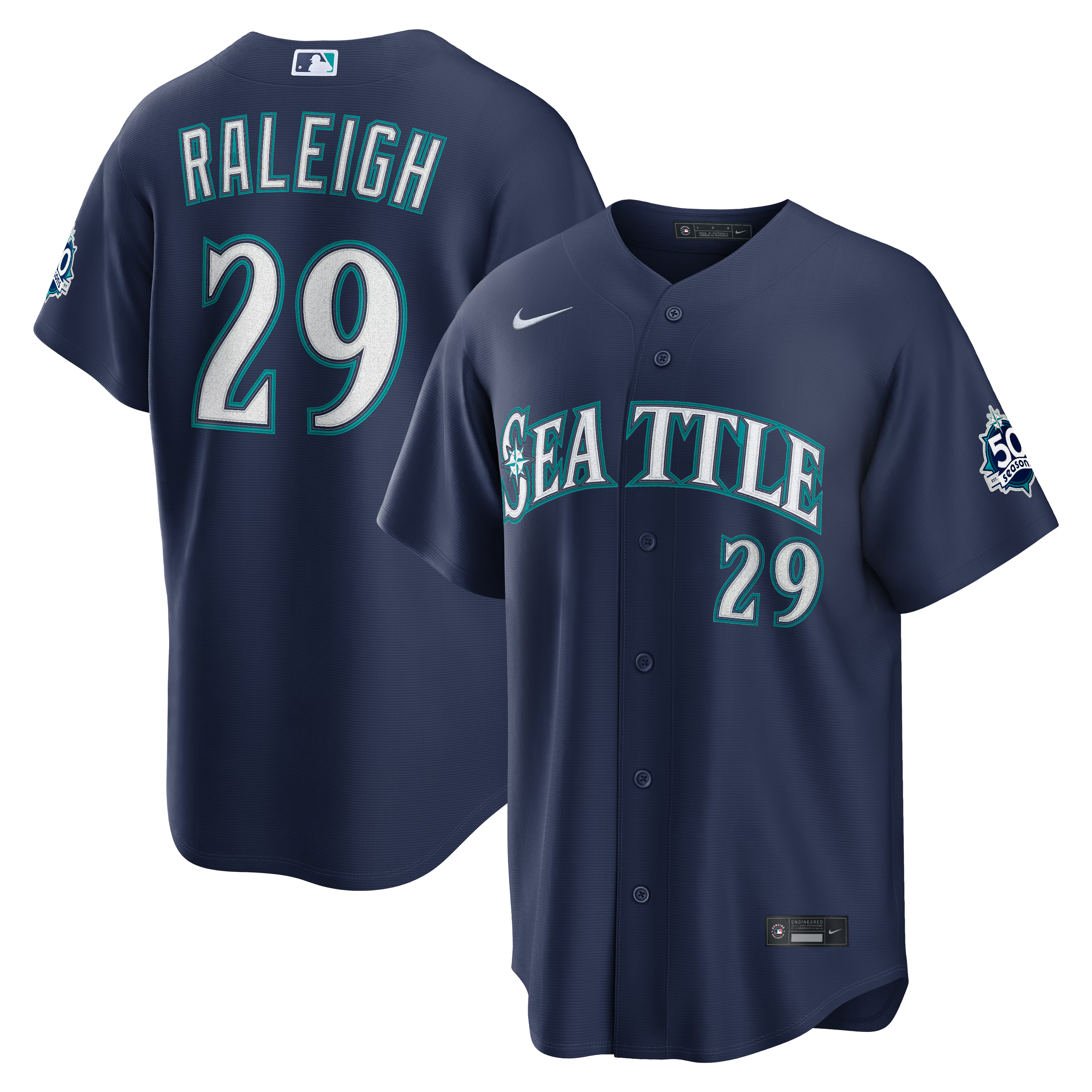 MLB - Seattle Mariners Cal Raleigh Blue Jersey 50th Season
